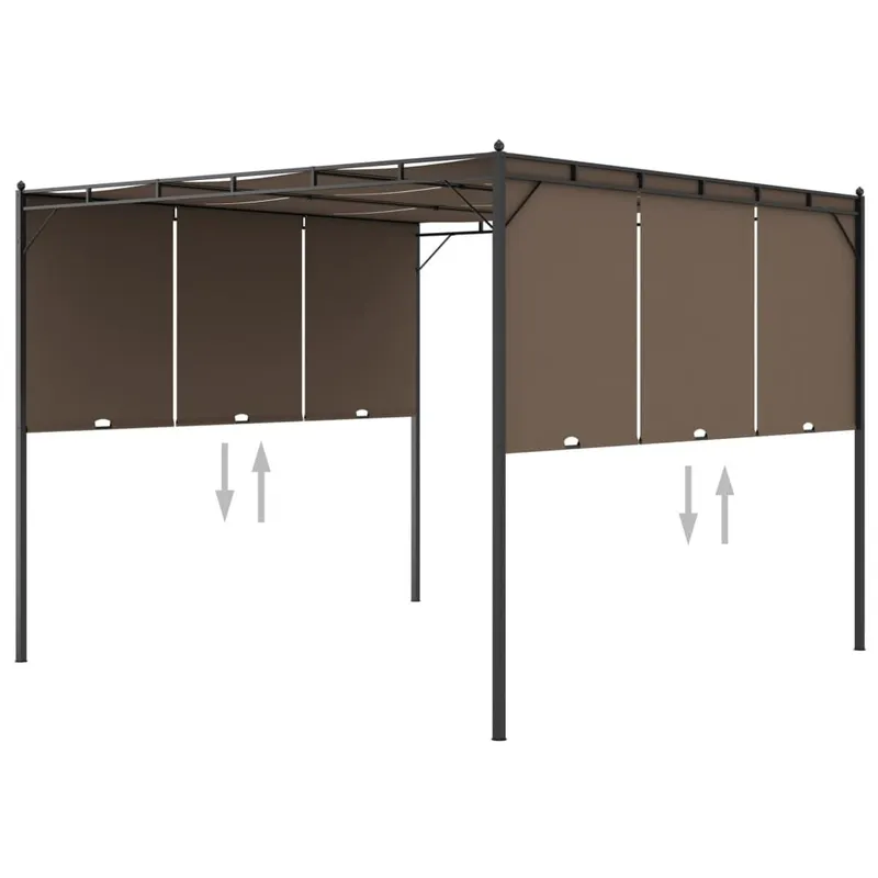 Gartenpavillon con Seitenvorhang 3x3x2,25 m tortora