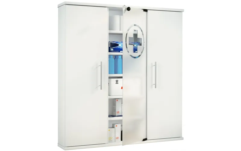 VCM Erste Hilfe Schrank Santila 92 x 88 x 18 cm, Weiss