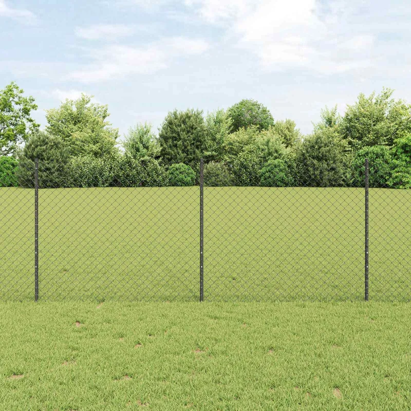 Maschendrahtzaun mit Pfosten 10 x 1 m PVC-beschichteter Stahl