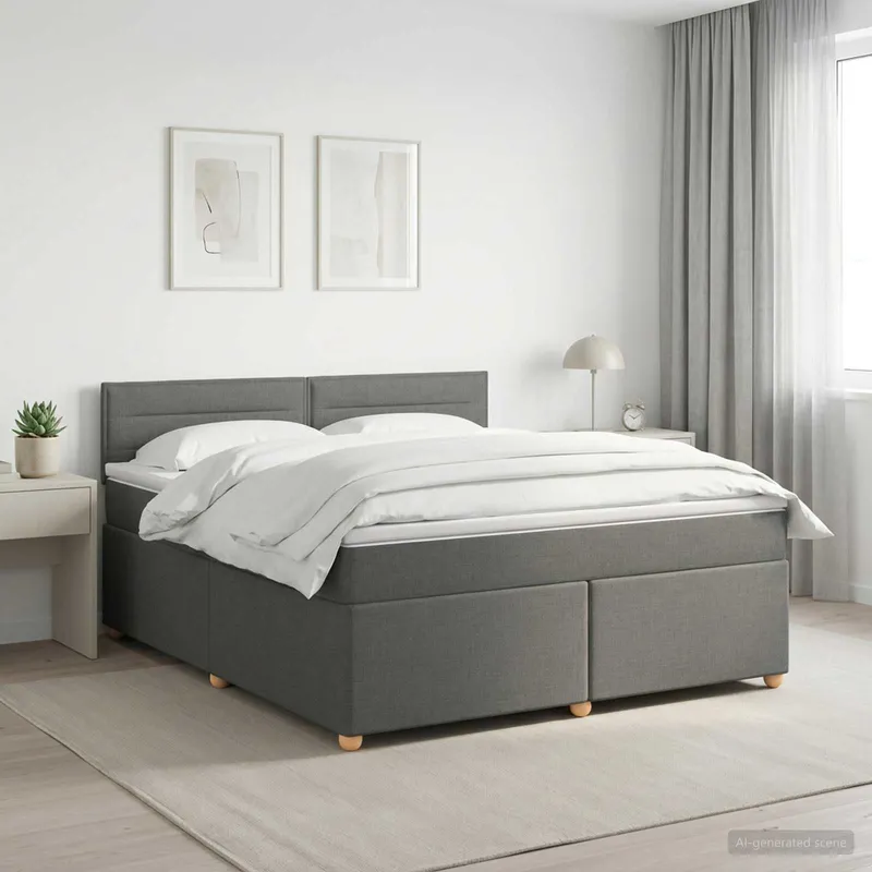 Boxspringbett mit Matratze Dunkelgrau 140 x 200 cm Stoff
