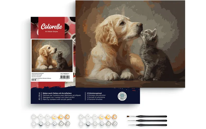 Colorelle Malen nach Zahlen Hund and Katz Freundschaft