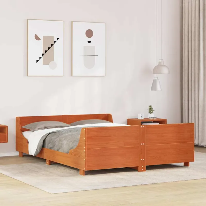 letto in legno massiccio senza materasso marrone cerato 120x200 cm legno di pino
