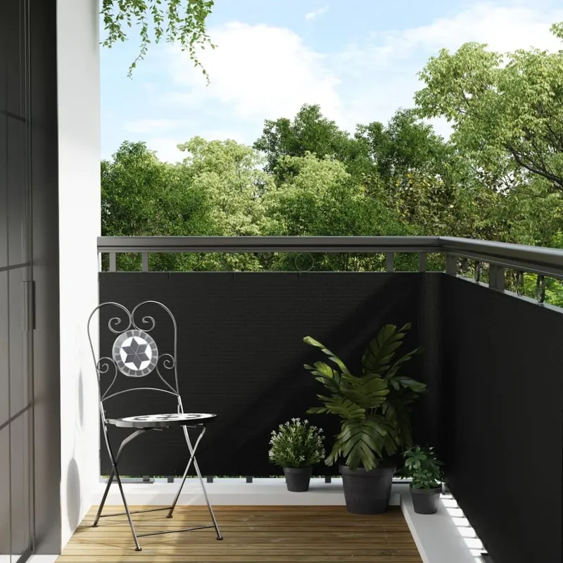 Balkon-privacy screen black 500x80 cm Poly Rattan