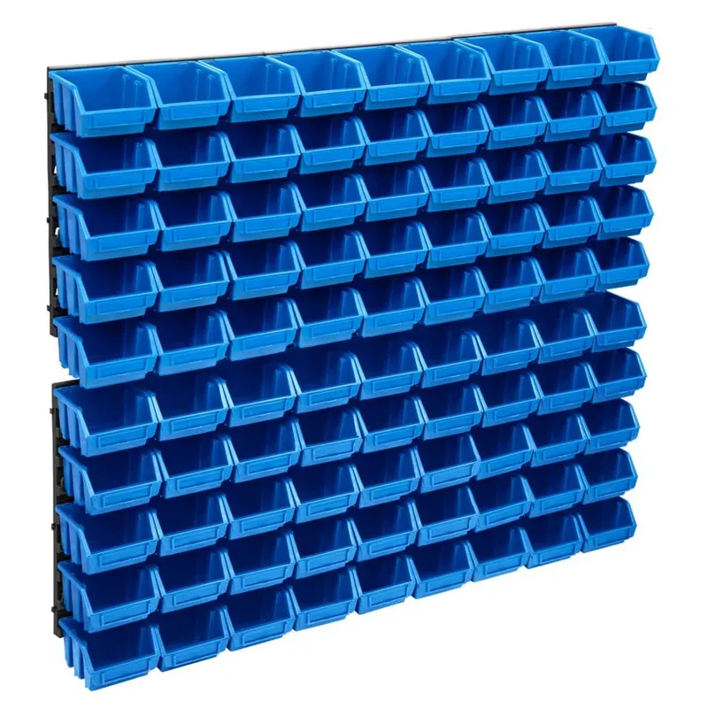 96tlg. bin set for small parts with wall panels blue Black