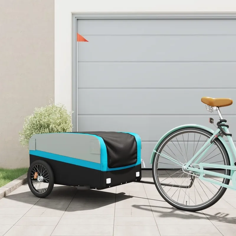rimorchio bici nero e blu 45 kg ferro