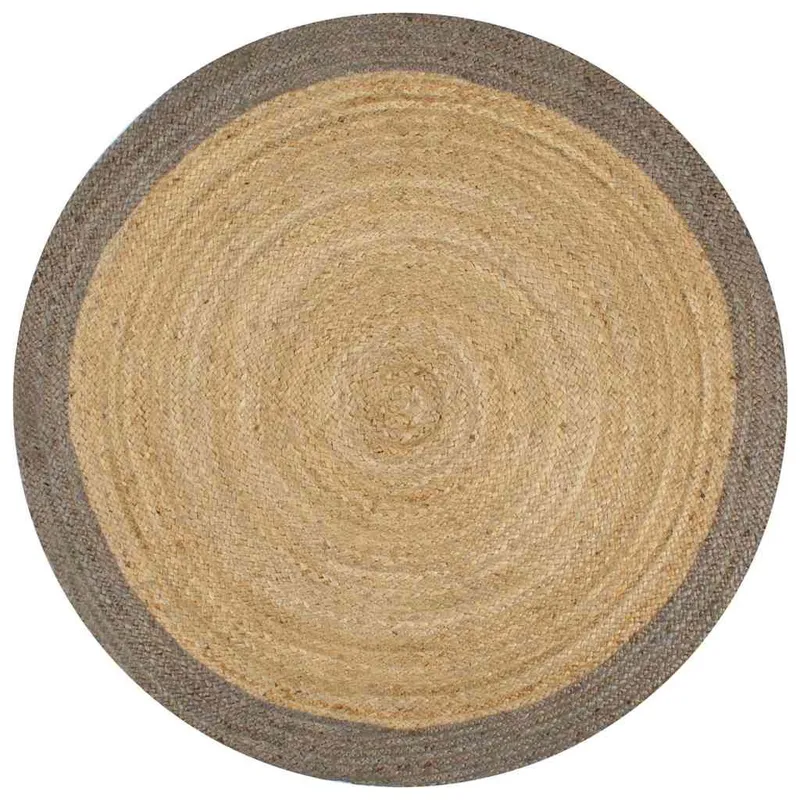 Teppich Handgefertigt Jute mit Grauem Rand 120 cm