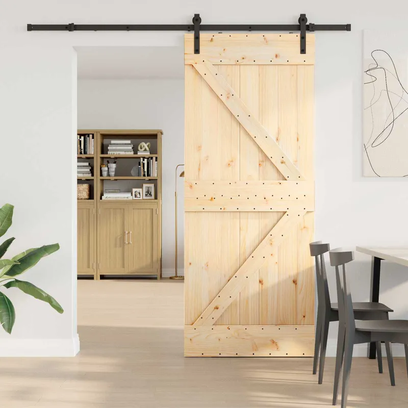 Schiebetür NARVIK 85 x 210 cm (213,5 cm) Natürlich und Schwarz