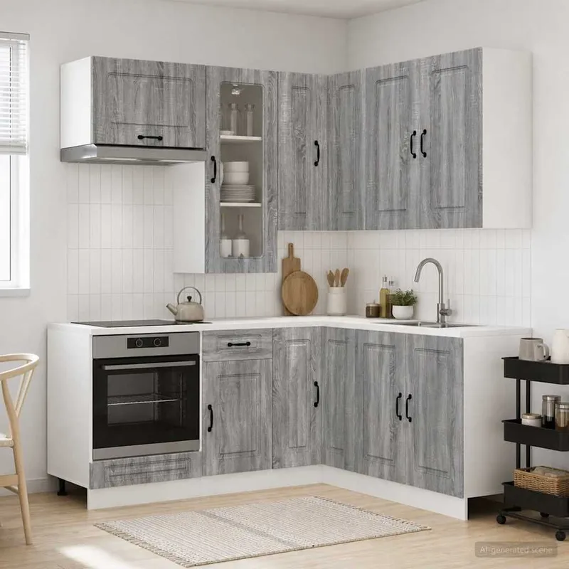 Unité de cuisine KALMAR 8 pc Sonoma gris Bois d'ingénierie