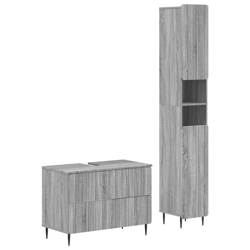 2-teiliges Badezimmer Schrank Set ZWOLLE Sonoma-Grau