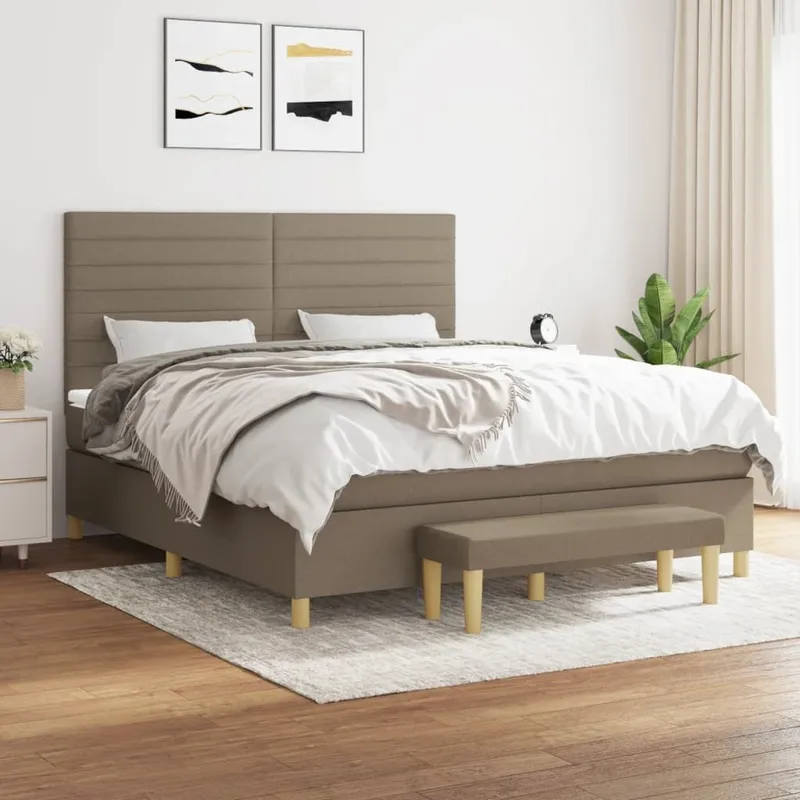 letto boxspring mit Matratze Taupe 180x200 cm tessuto