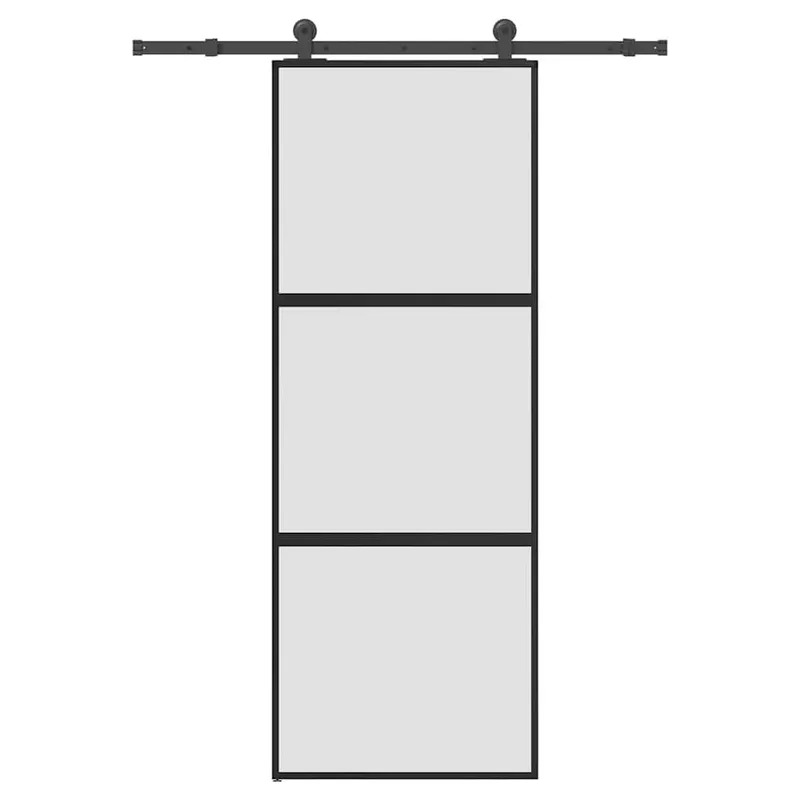 Schiebetür mit Beschlag 76x205 cm Hartglas & Aluminium