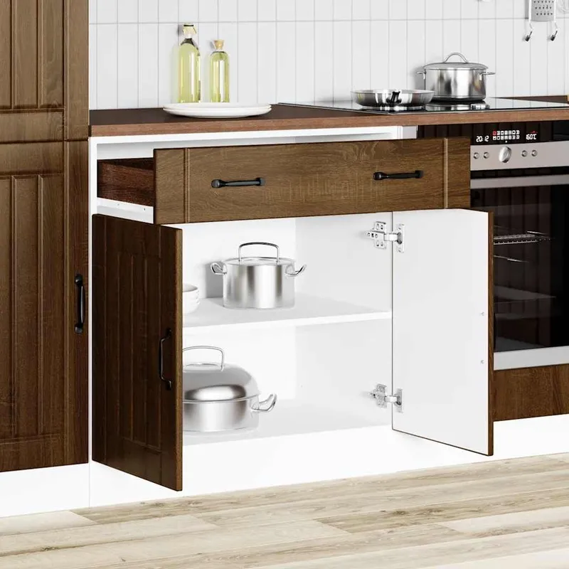 Küchen-Unterschrank Lucca Braun Eichen-Optik Holzwerkstoff