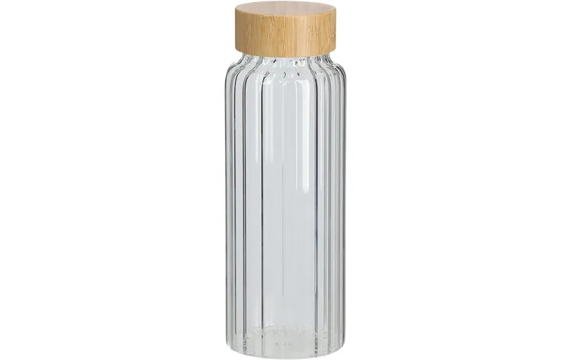 Zeller Present Glasflasche mit Rillen 1000 ml, Hellbraun/Transparent