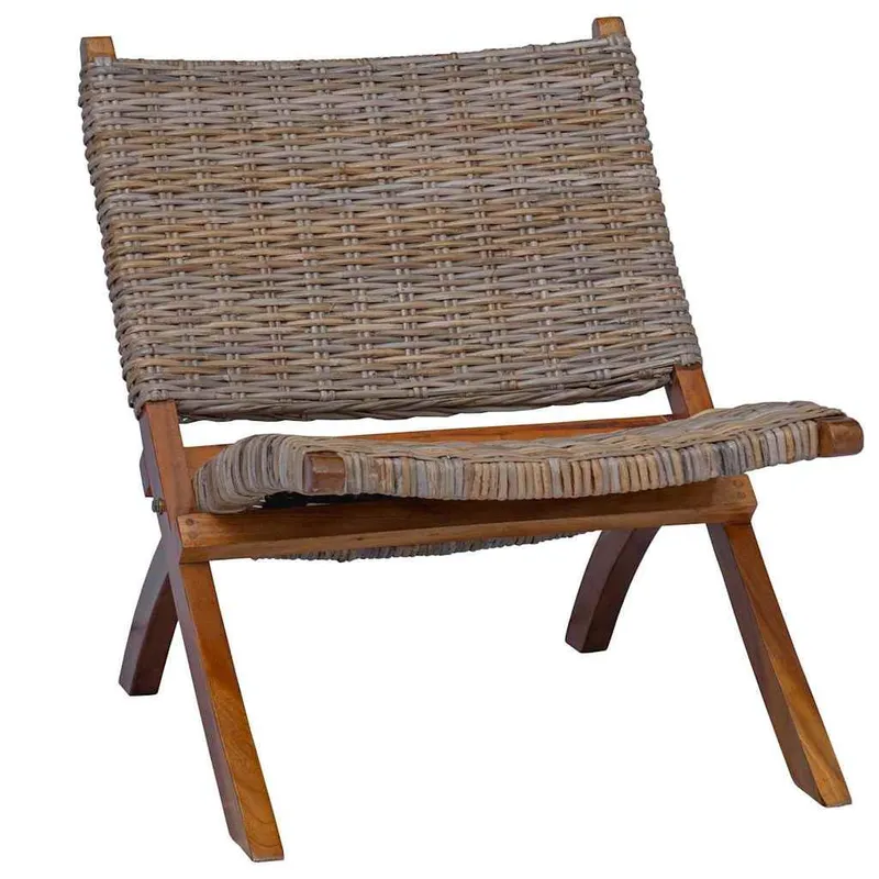 Relaxstuhl natural Kubu-Rattan and solid wood Mahagoni