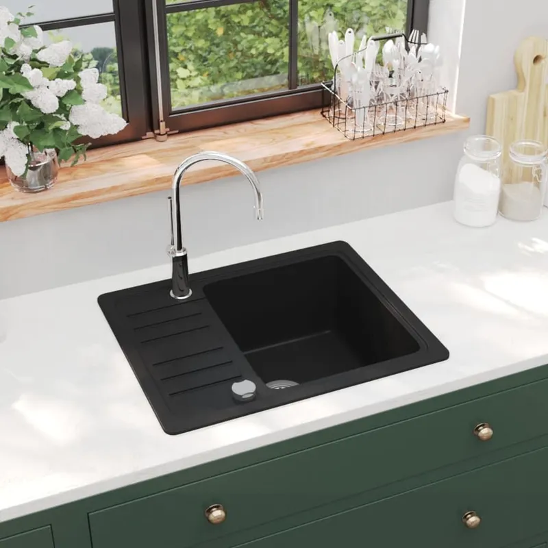 Granitspüle Einzelbecken nero