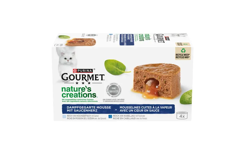Purina Gourmet Nassfutter Nature's Creation Schmelzender Kern Fisch 4 x 85g