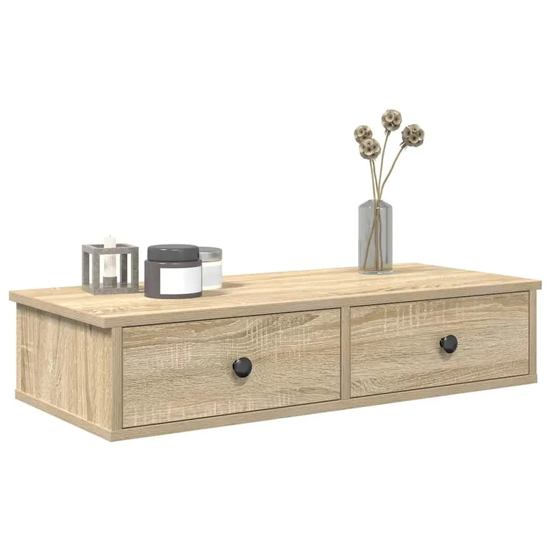Wandregal mit Schubladen Sonoma-Eiche 80x34x17 cm Holzwerkstoff
