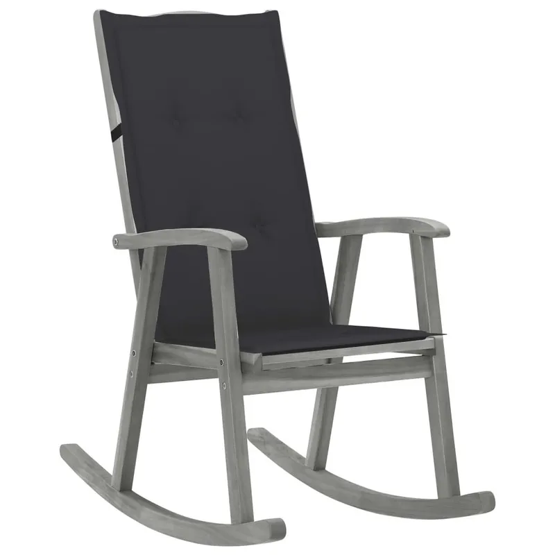 Schaukelstuhl mit Auflage grigio legno massiccio acacia