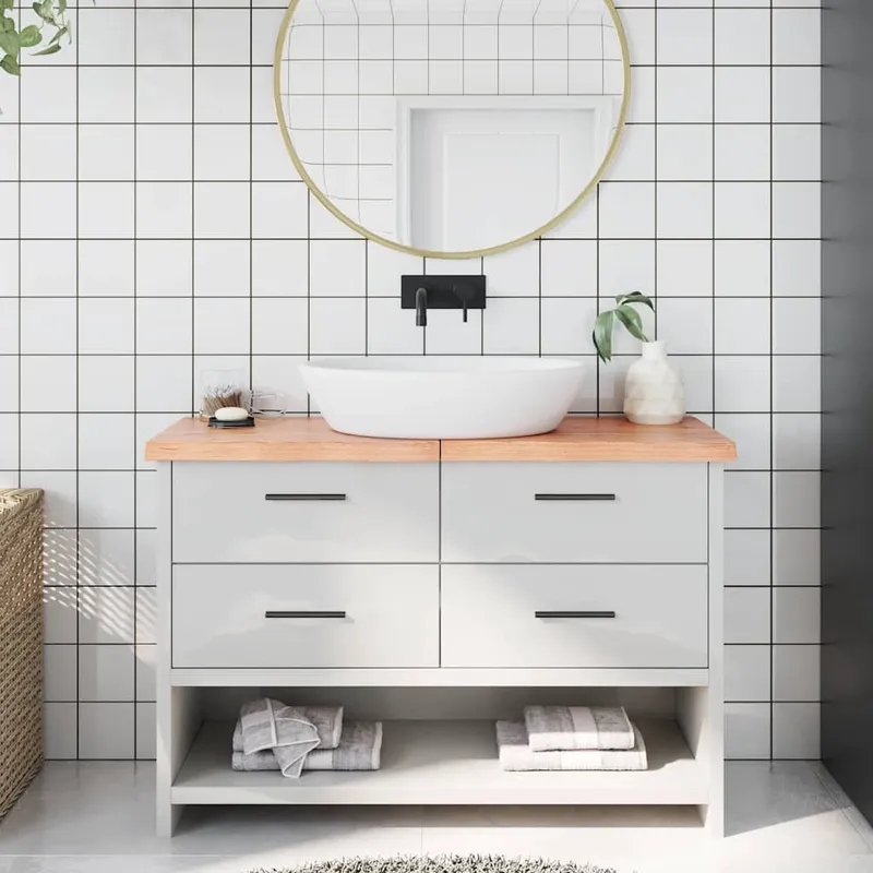 Comptoir de salle de bain marron 120x30x(2-4) cm bois traité