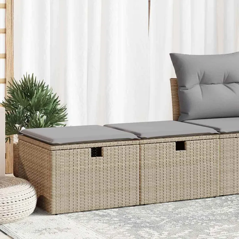 Salon de jardin avec coussins 2 pcs beige résine tressée acacia