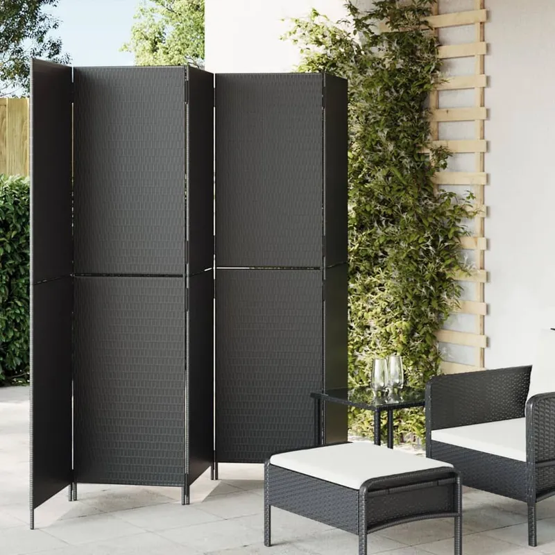 Paravent 5-tlg. nero Poly Rattan