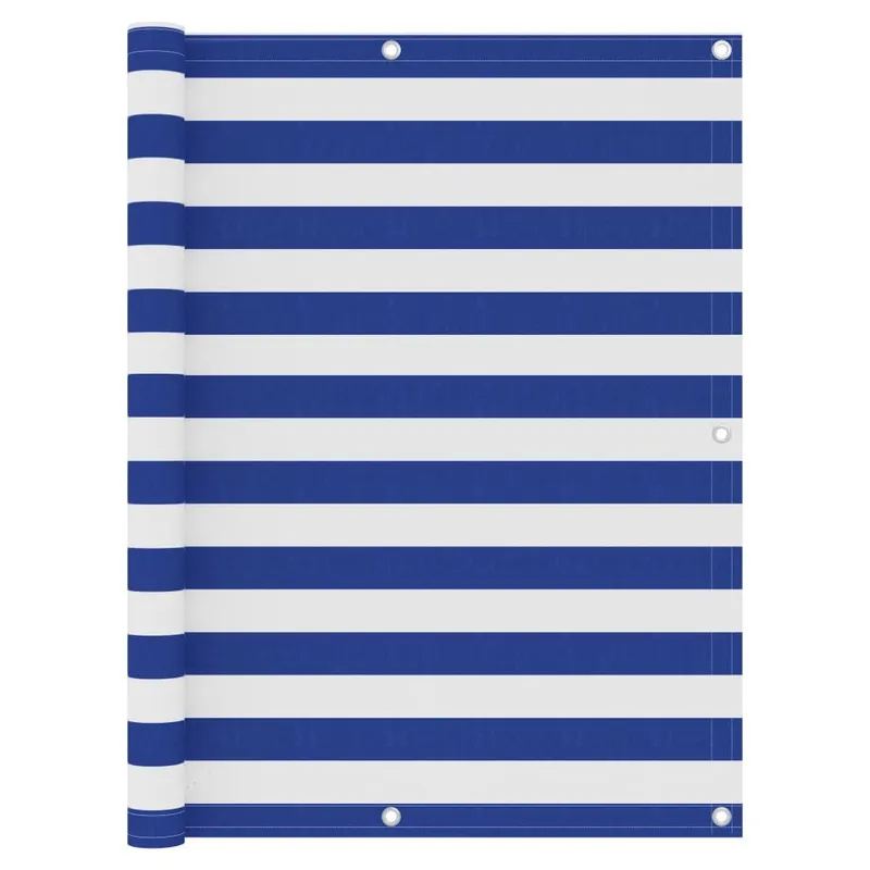 Écran de balcon Blanc et bleu 120x500 cm Tissu Oxford