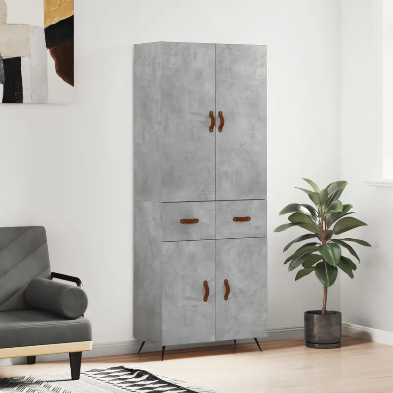 Highboard Betongrau 69,5x34x180 cm derivato del legno