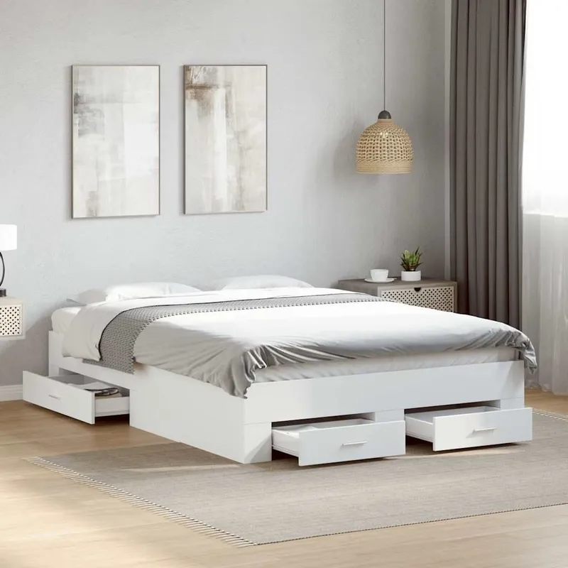 Bettgestell mit Schubladen bianco 140x190 cm derivato del legno