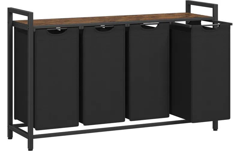 VASAGLE Wäschekorb mit Ablage 140 l, black