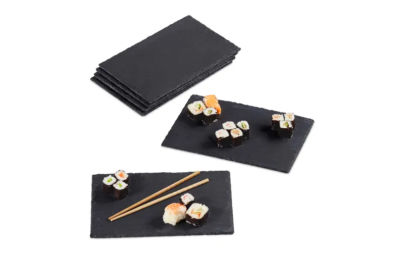 relaxdays Servierplatte anthracite, 6 pièces