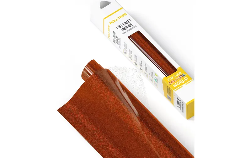 Poli-Tape Aufbügelfolie Pearl Glitter, 30.5 x 61 cm, Kupfer