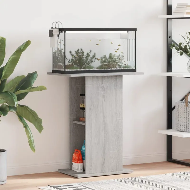 Support d'aquarium sonoma gris 60,5x36x72,5cm bois d'ingénierie