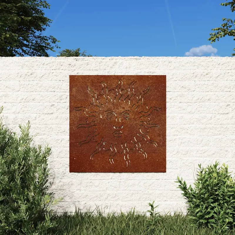 Garten-Wanddeko 55x55 cm Cortenstahl Sonne-Design