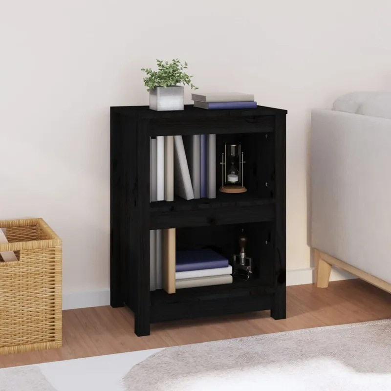 Bücherregal black 50x35x68 cm solid pine wood
