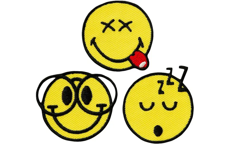 Mono-Quick Aufbügelbild Smiley Nerd 3 pezzi