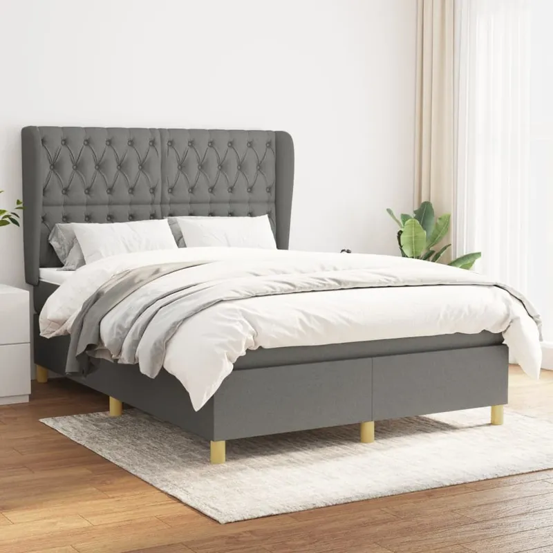 letto boxspring mit Matratze Dunkelgrau 140x190 cm tessuto