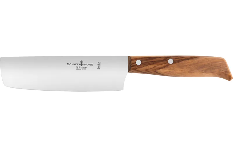 Schwertkrone Nakiri Messer Olivenholz - 17 cm Silber/brown