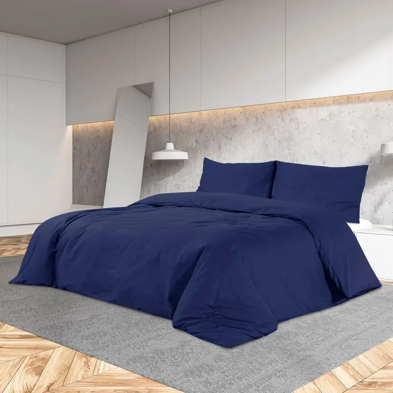 Bettwäsche-Set Marineblau 260x240 cm Baumwolle