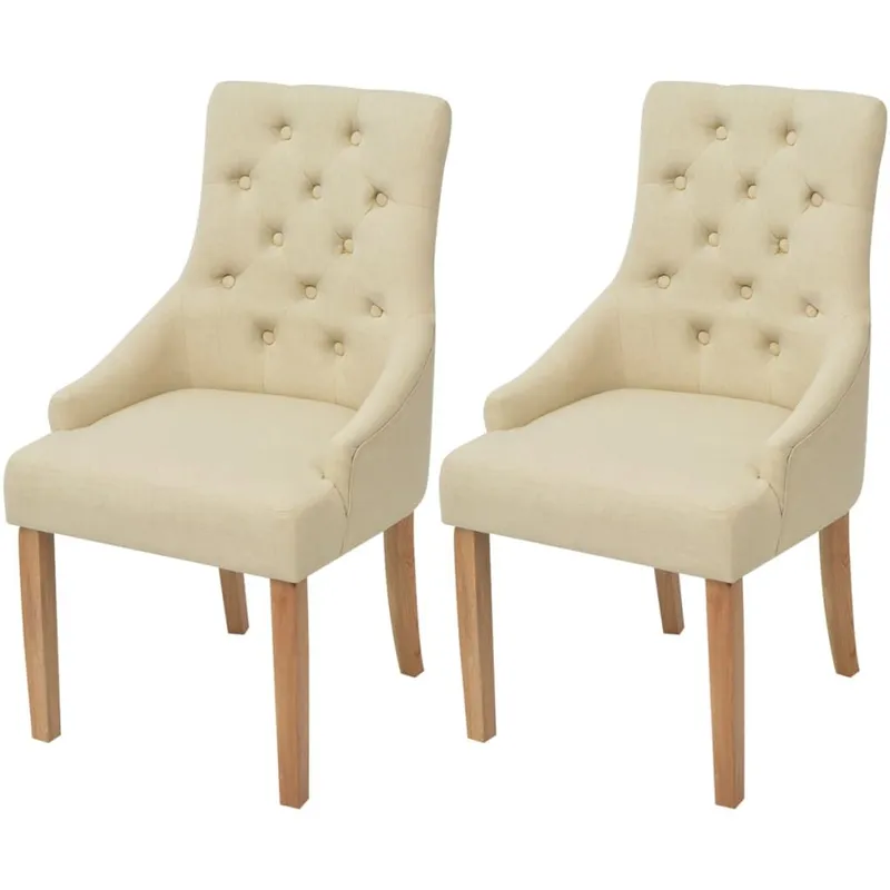 Esszimmerstühle 2 Stk. Creme tessuto