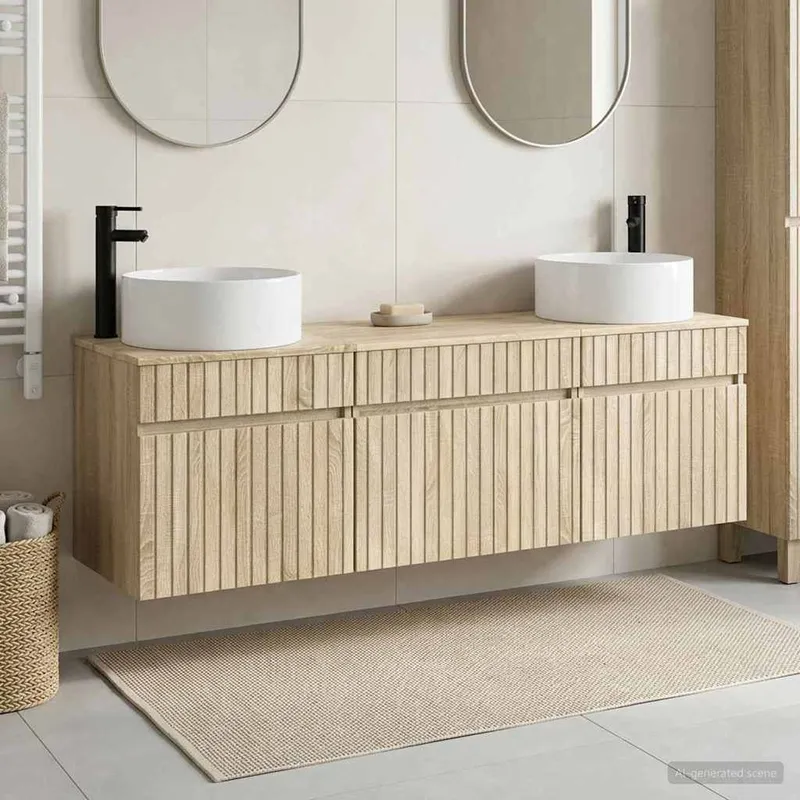 Ensemble d'armoire de salle de bain 3 pc Chêne Sonoma