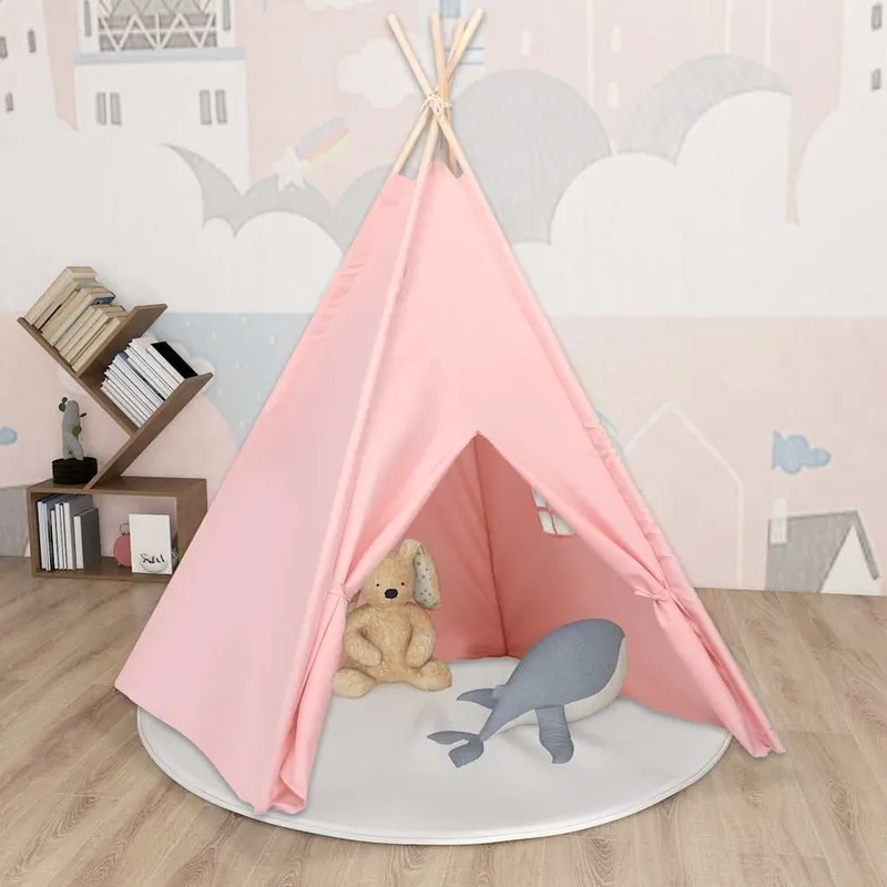 children Tipi-Zelt with Tasche Pfirsichhaut pink 120x120x150 cm