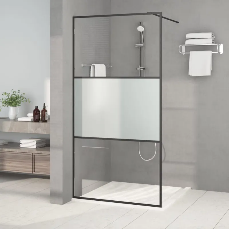 Duschwand per Begehbare Dusche nero 100x195 cm Halbmatt ESG