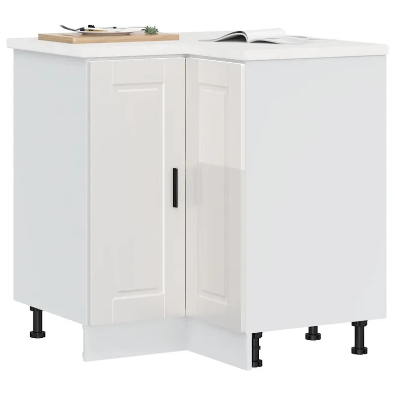 Küchen-Eckunterschrank Porto Hochglanz-Weiß Holzwerkstoff