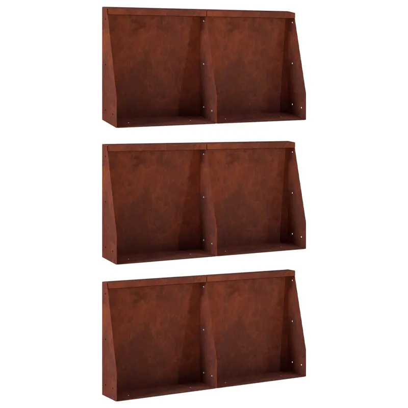 Mur de soutènement 6 pc 40 x 12 x 50 cm Acier patiné Rouillé