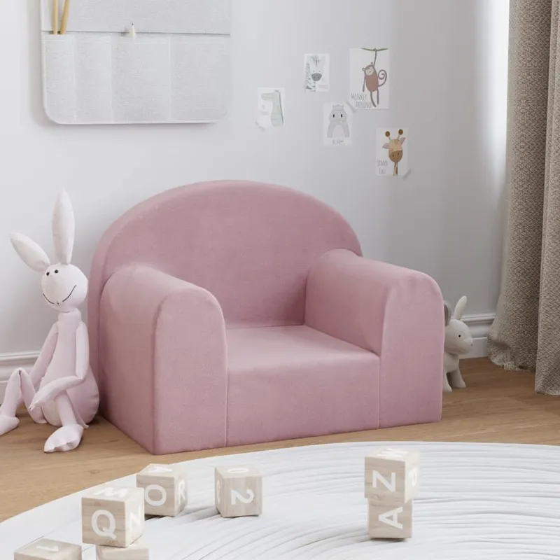 Canapé pour enfants rose peluche douce