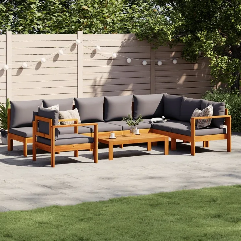 6-tlg. Garten-Sofagarnitur mit Kissen Massivholz Akazie