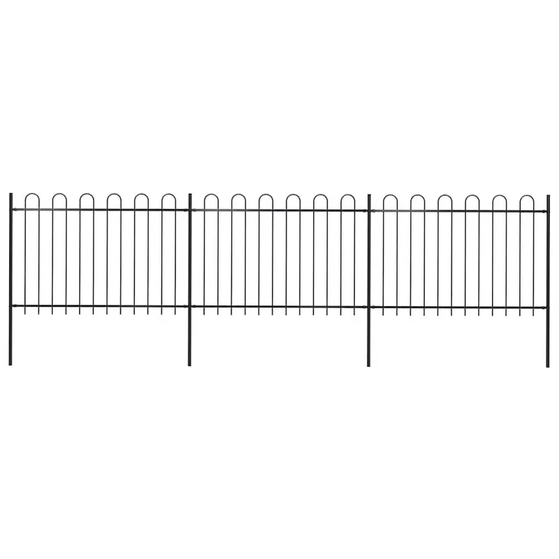 Gartenzaun mit Rundbogen Stahl 504 x 120 cm black