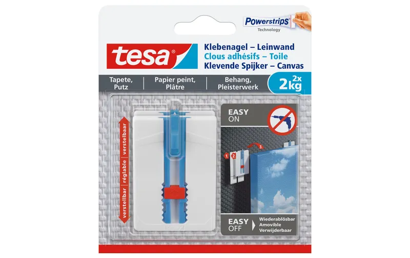 tesa Klebenagel Leinwänd, Tapete & Putz 2 kg 2 kg, trasparente