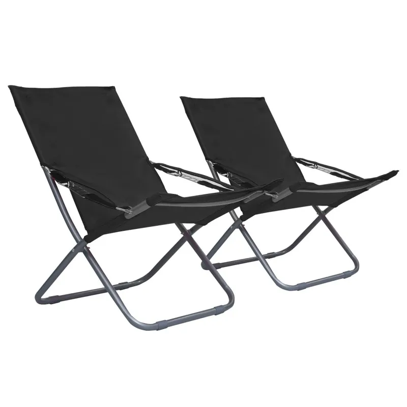 Klappstühle, 2 Stück, Stoff, Schwarz