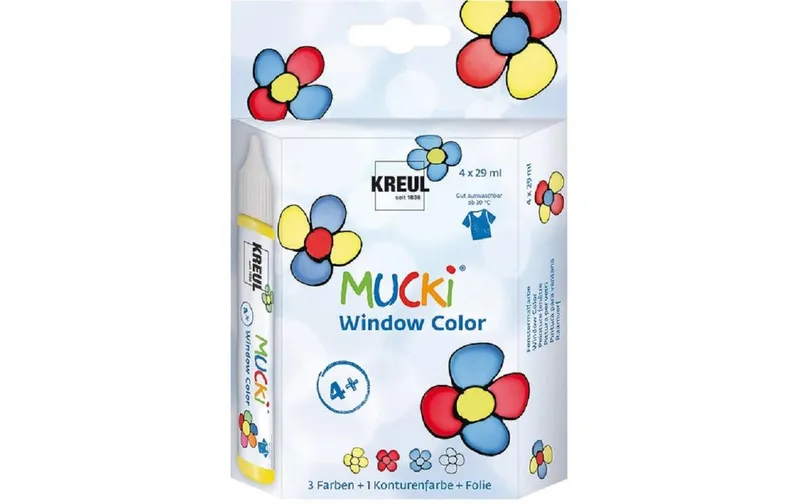 Kreul Fensterfarbe Window Color Mucki 4 pezzi je 29 ml